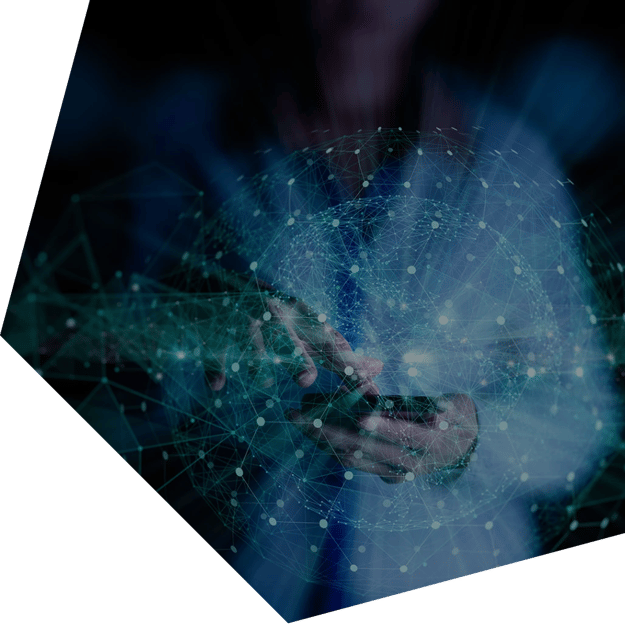 Person in a lab coat looking at their mobile phone
